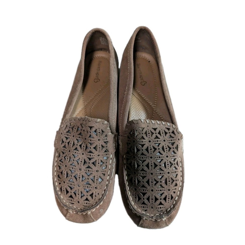 Baretraps Olanna Tan Leather Laser Cut Loafers Comfort Flats Women's Size 11M